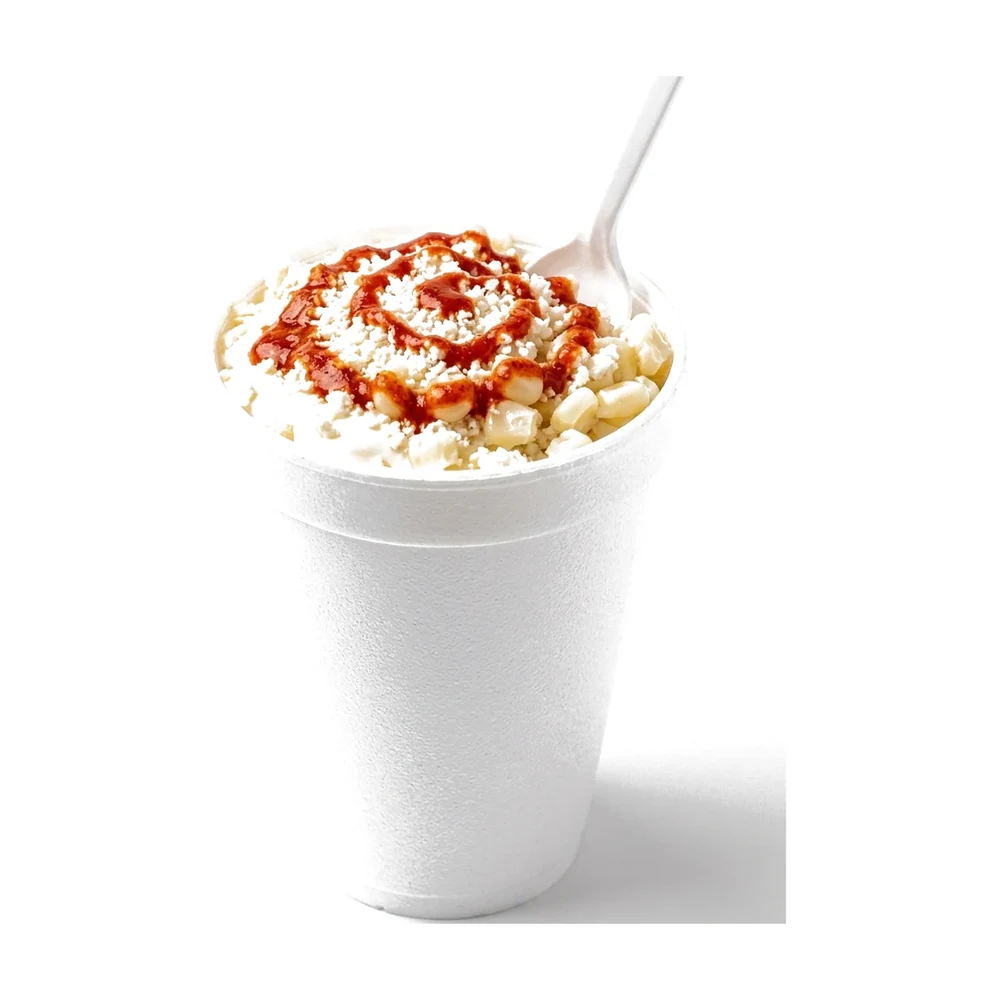 Elote en vaso con queso y chile